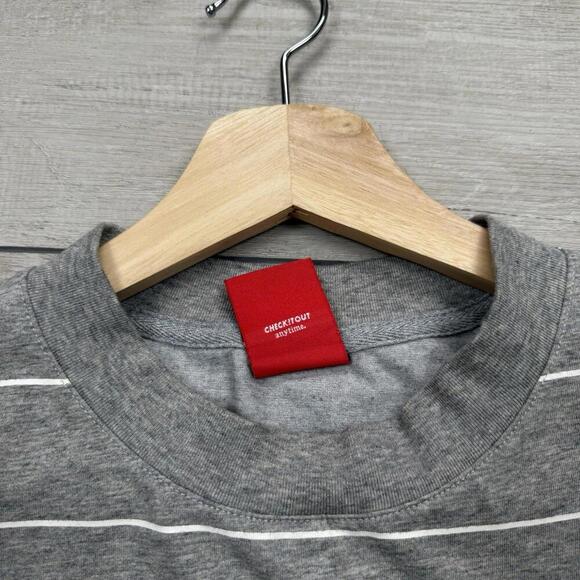 Osamu Goods Striped Cat Graphic Tee Gray White Size S Japanese Streetwear - Picture 5 of 9